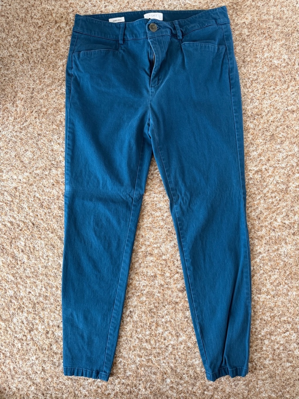 LOFT Teal Ankle-Length Cropped Pants